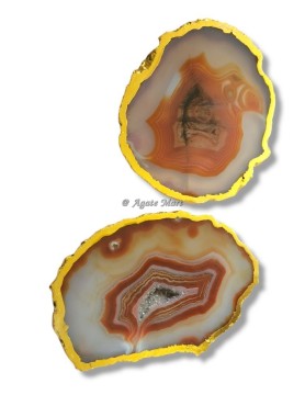 Red Onyx Agate Slices Electroplated Coaster