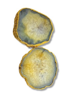 Green Onyx Slices Electroplated Coaster