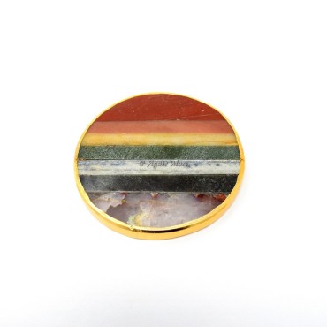 Bonded Seven Chakra Round Gold Plated Coaster