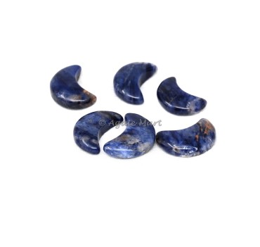 Sodalite Crescent Carved Moon Cabachon