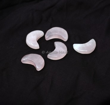 Natural Rose Quartz Crescent Carved Moon
