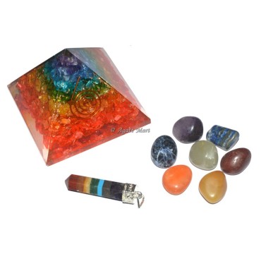 Orgonite Pyramids with Healing Chakra Crystals and Stones kit