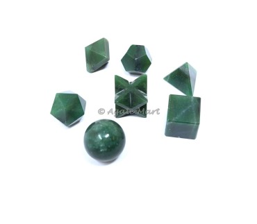 Dark Green Aventurine Sacred 7 pcs Geometry  Set