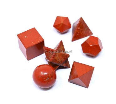 Red Jasper Sacred 7 pcs Geometry  Set