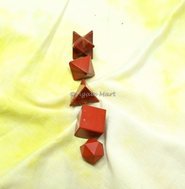 Red Jasper Sacred 5 pcs Geometry  Set