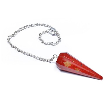 Red Jasper 12 Faceted Pendulum