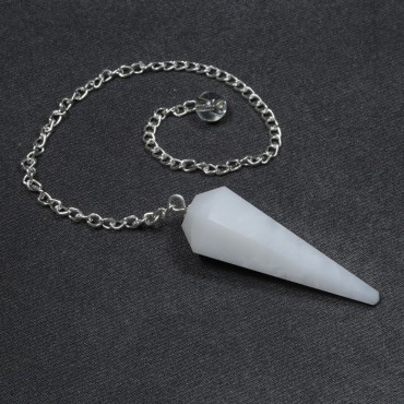 White Agate 6 Faceted Pendulum