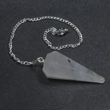 Black Rutile 6 Faceted Pendulum