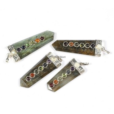 Labrodrite with Seven Chakra Pencil Pendant