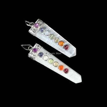 Selenite with 7 Chakra Stones Pendants