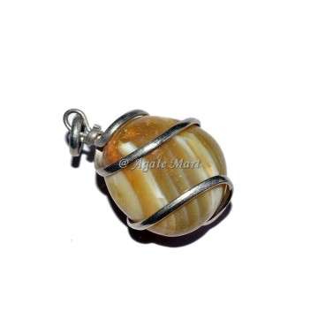 Banded Agate Tumble Wire Wrap Pendant