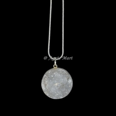 Round Shape Druzy Crystals Pendant
