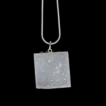 Square Shape Crystals Druzy Pendant