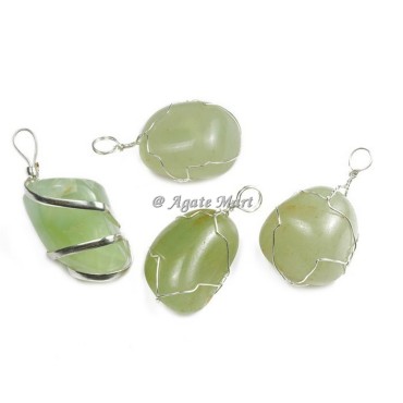 Green Aventurine Tumbled Pendant with Wraped