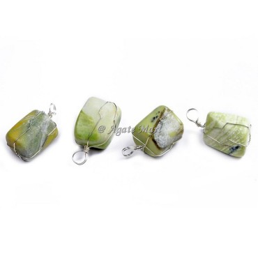 Serpentine Tumbled Pendant with Wraped