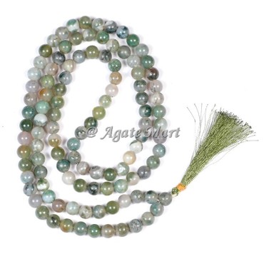 Moss Agate Prayer 108 Beads Japa Mala