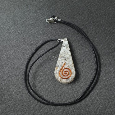 Howlite Tear Drop Orgone Emf Protection Pendant