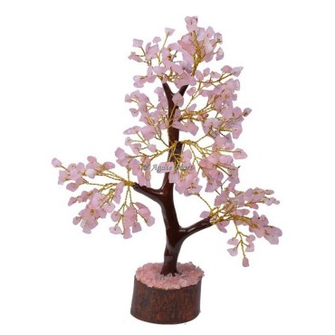 Rose Quartz Mseal 300 Chips Golden Wire Tree