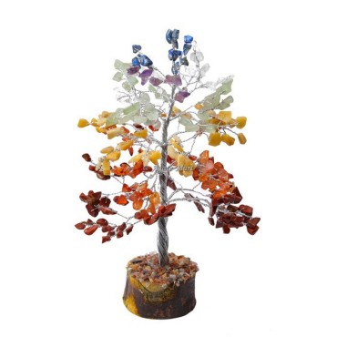 7 Chakra Stone 300 Chips Silver Wire Tree