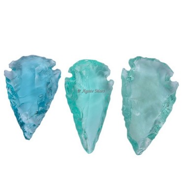 Aqua Marine Glass Arrowheads