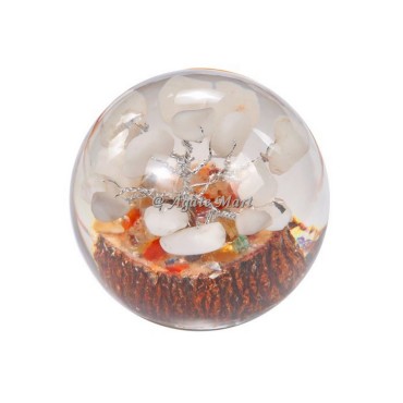 White Agate Stones in Orgonite Crystals Sphere