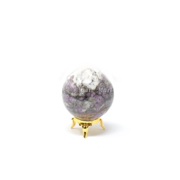 Lepidolite Crystals Sphere With Brass Stand