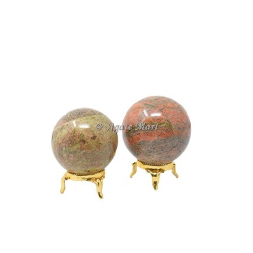 Unakite Crystals Sphere With Brass Stand