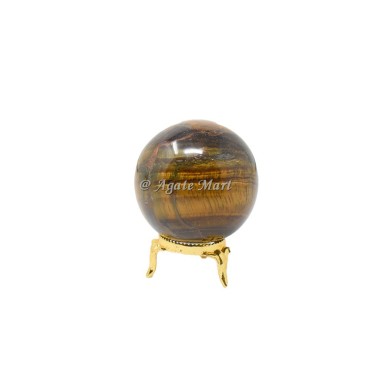 Tiger Eye Crystals Sphere With Brass Stand