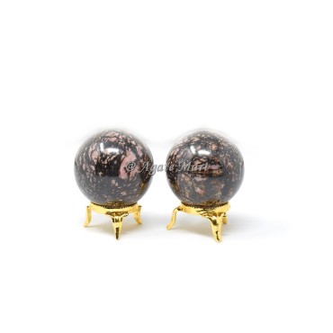 Spotted Jasper Crystals Sphere With Brass Stand