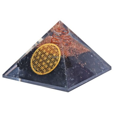 Black Tourmaline With Flower Of Life Orgonite Crystals Pyramid