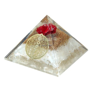 Selenite Orgone Pyramid Flower of life