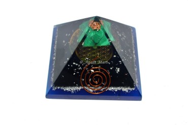 Black Tourmaline With Malachite Merkabah Star EMF Protection Orgonite Pyramid Crystal Pyramids