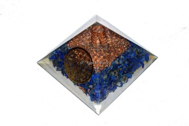 Lapis Lazuli With Flower of Life EMF Protection Orgonite Pyramid