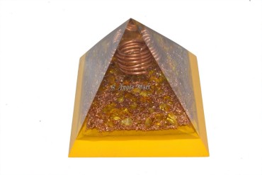 Citrine With Copper Crystal Points Orgone Pyramid