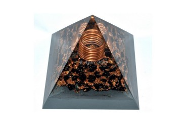 Black Tourmaline With Copper Point EMF Protection Orgonite Pyramid