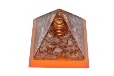 Rose Quartz With Crystal Point EMF Protection Orgonite Pyramid