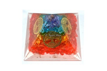 Tree Of Life With 7 Chakra Layer EMF Protection Orgonite Pyramid