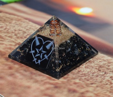 Black tourmaline with Love Heart EMF Protection Orgonite Pyramid