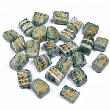 Green Zebra Jasper Rune Set