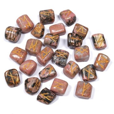 Rhodonite Rune Set