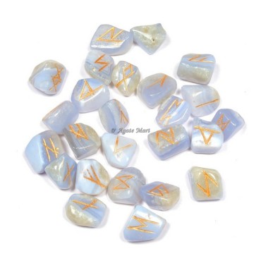Blue Lace Agate Rune Set