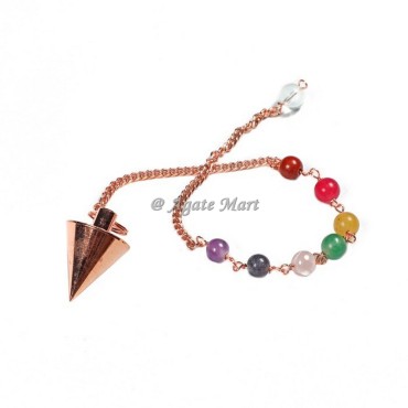 Seven Chakra Brass Copper Cone Metal Pendulum