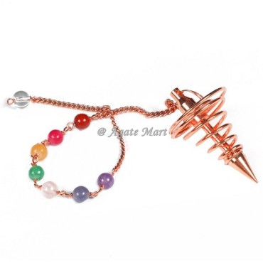 Seven Chakra Brass Copper Spiral Metal Pendulum