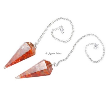 Carnelian Orgonite Pendulum with Silver Chain