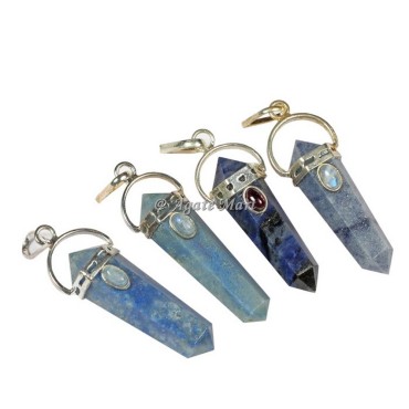 Sodalite with different Stone Faceted Pencil Pendant