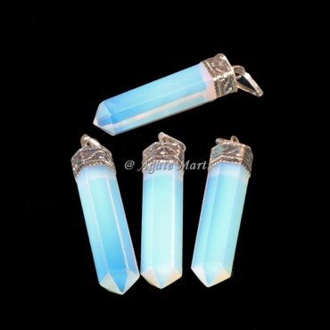 Opalite Pencil with Silver Cap Faceted Pencil Pendant