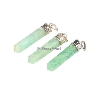 Amazonite with Silver Cap Faceted Pencil Pendant