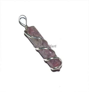 Wire Wrap Lepidolite Faceted Pencil Pendant