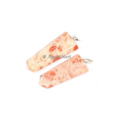 Flat Sunstone Faceted Pencil Pendant