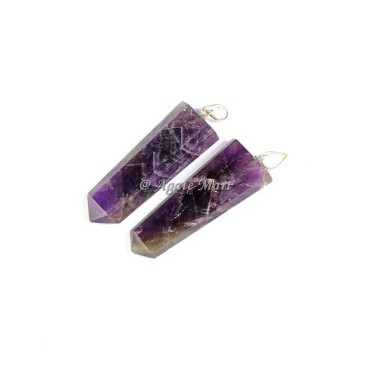 Flat Amethyst Faceted Pencil Pendant
